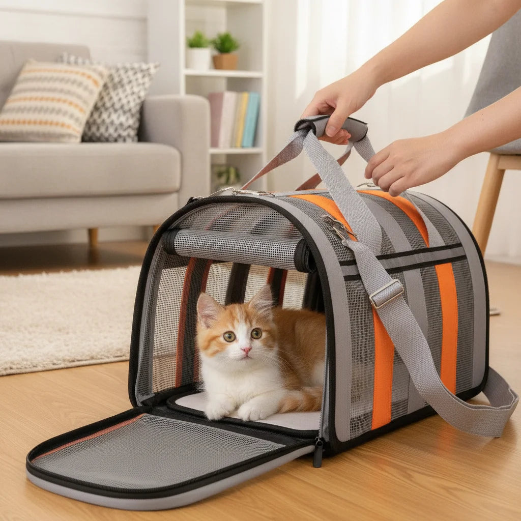Dog Carrier Bag Soft Side Backpack Cat Pet Carriers Dog Travel Bags Airline Approved Transport For Small Dogs Cats Outgoing
