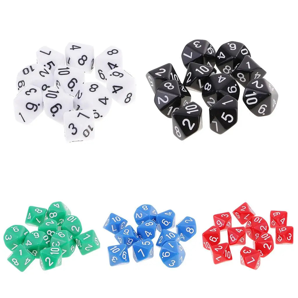 MagiDeal 10pcs 10 Sided Dice D10 Polyhedral Dice for Games White