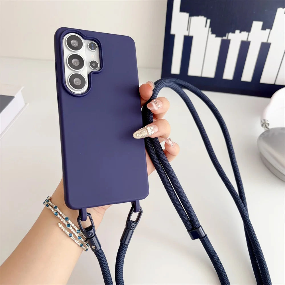 Official Lanyard Case For Samsung Galaxy S26 S25 Edge S24 Ultra S23 S22 S21 Plus S20 FE A16 A06 5G Crossbody Cord Strap Cover