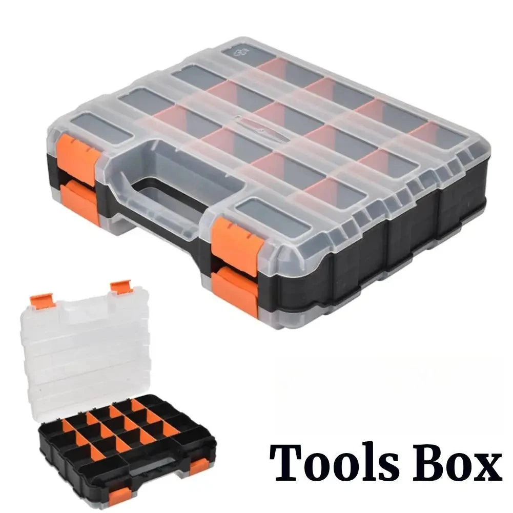 Double Side Tools Box Organizer Tool Storage Box Multifunctional Portable Tool Box Toolbox Container for Screws Nuts Small Parts
