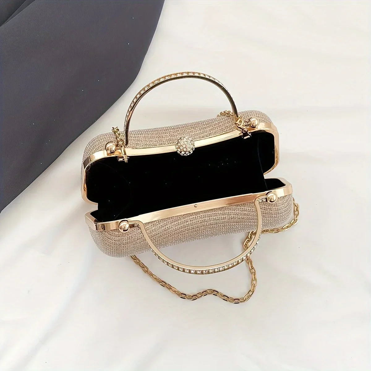 Shiny Mini Evening Bag, Rhinestone Chain Purse, Luxury Glitter Banquet Handbag, Perfect For Party, Wedding, Prom, Dinner/Banquet