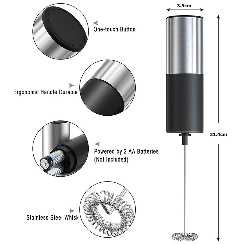 LMETJMA Electric Milk Frother Mini Foamer Coffee Maker Egg Beater for Chocolate Cappuccino Stirrer Portable Blender KC0470