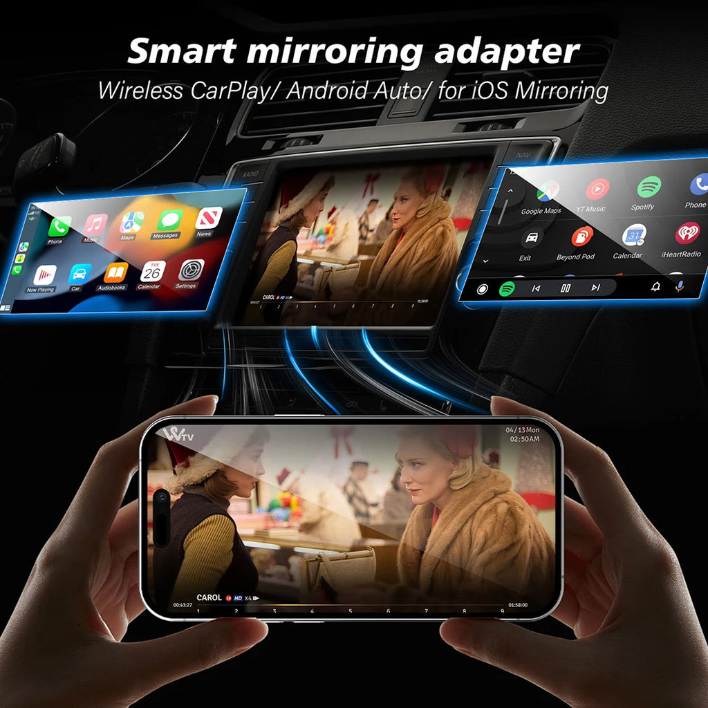 2 in1 Wireless CarPlay & Android Auto Adapter USB Type-C 5GHz Plug Play