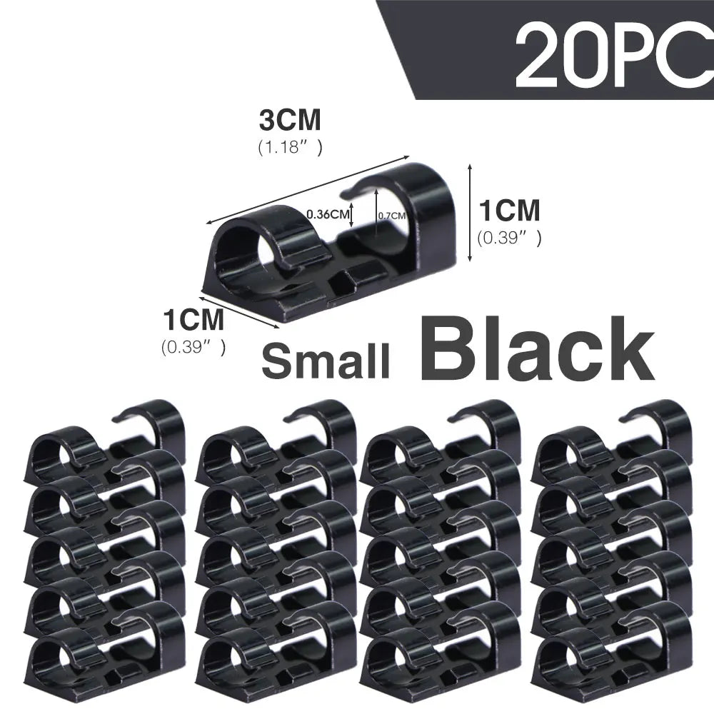 16/20PCS Self-adhesive Cable Clamping Organizer Drop Wire Holder for Home Desk Line Manager Fixed Clip Net Cable Collator Winder