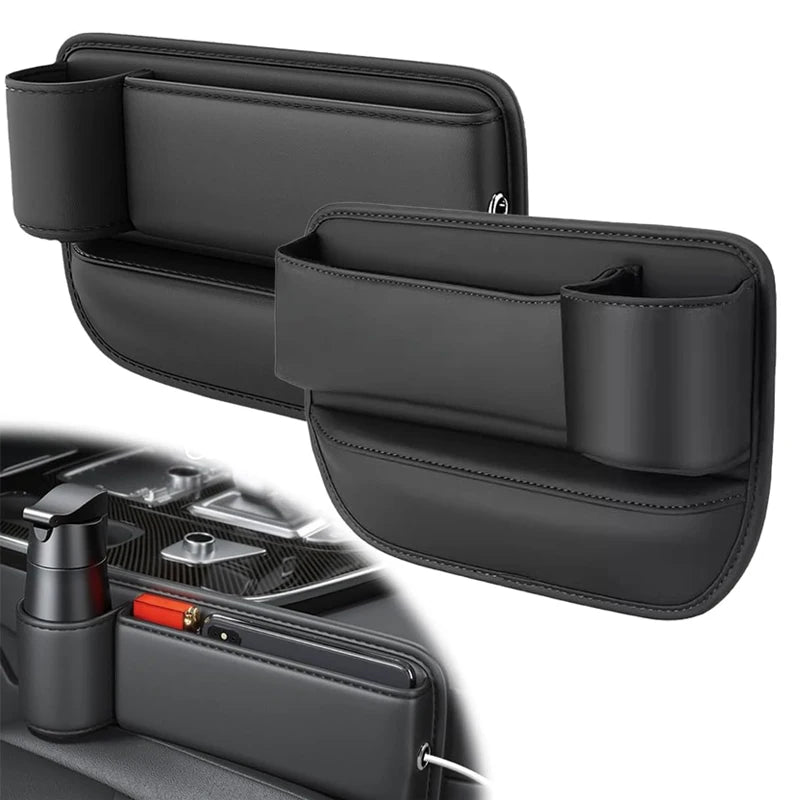 Car Seat Gap Filler Water Cup Holder Gap Side Storage Box Car Leather Universal Front Seat Gap Filler Storage Box Inside The Car