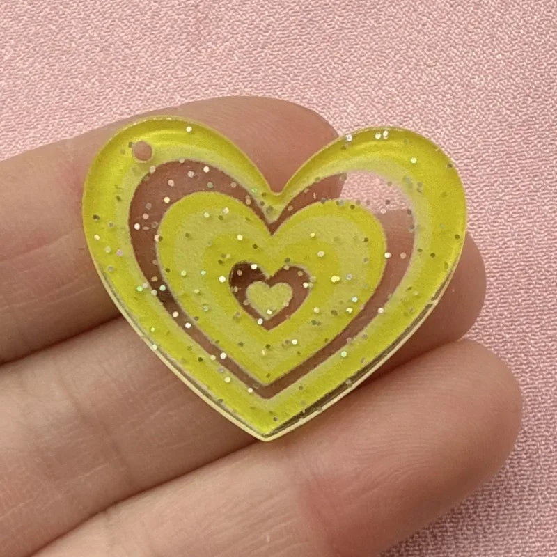 10pcs acrylic heart pendant, DIY jewelry making earrings, necklaces, keychains, accessories