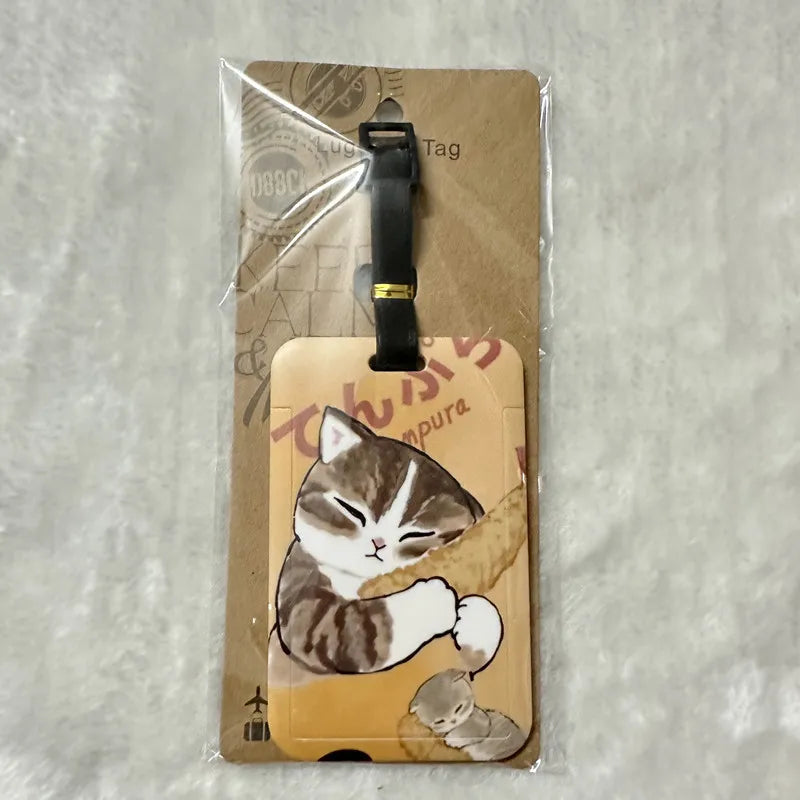 New Cute Shark Cat Luggage Tag Cartoon Anime PVC Bus Card Holder Cover Portable Travel Suitcase Label Antilost Address Card Tag