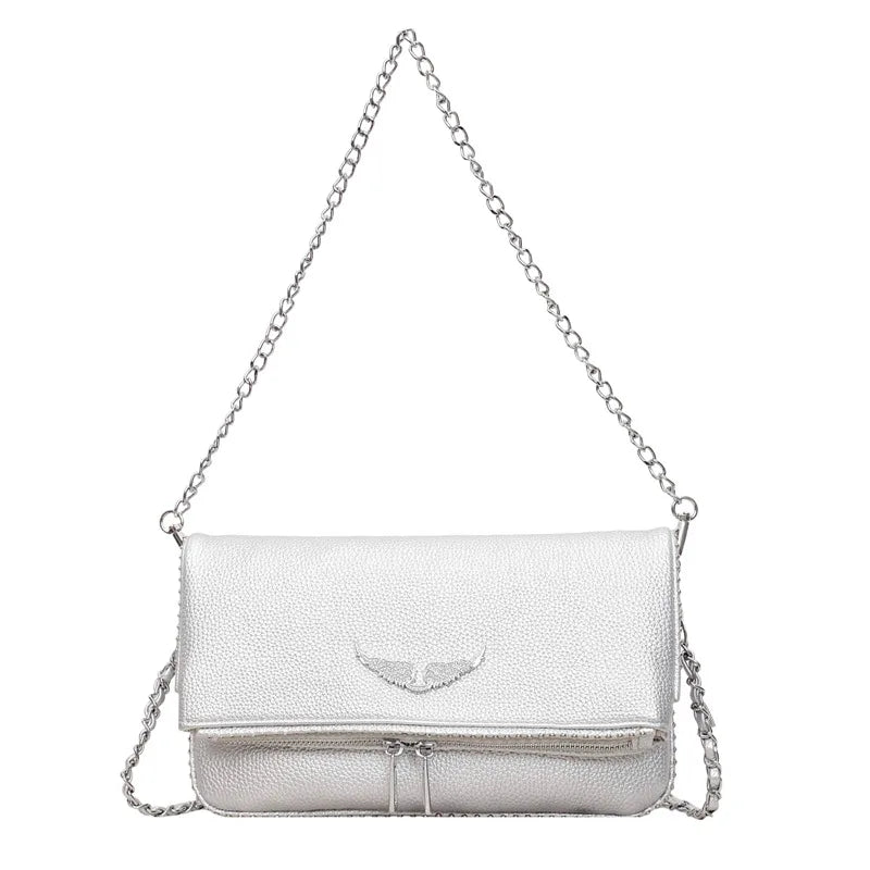2026 New French Style Chain Clamshell Crossbody Bag Classic Versatile Shoulder Messenger Bag for Women with Wristlet