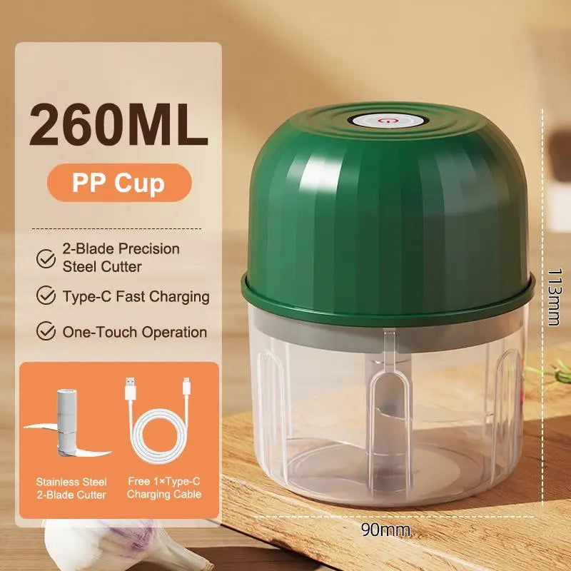 2026 Upgraded Mini Electric Garlic Chopper Portable USB Charging Food Processor Waterproof Veggie Onion Grinder BPA Free Kitchen