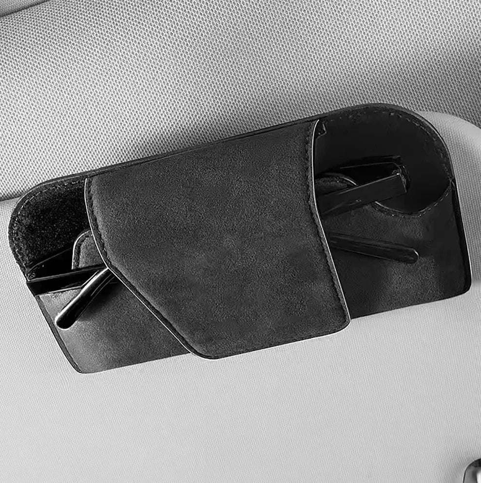 Car Glasses Case Auto Sun Visor Suede Glasses Holder Sunglasses Clip Card Ticket Holder Universal Interior Accessories