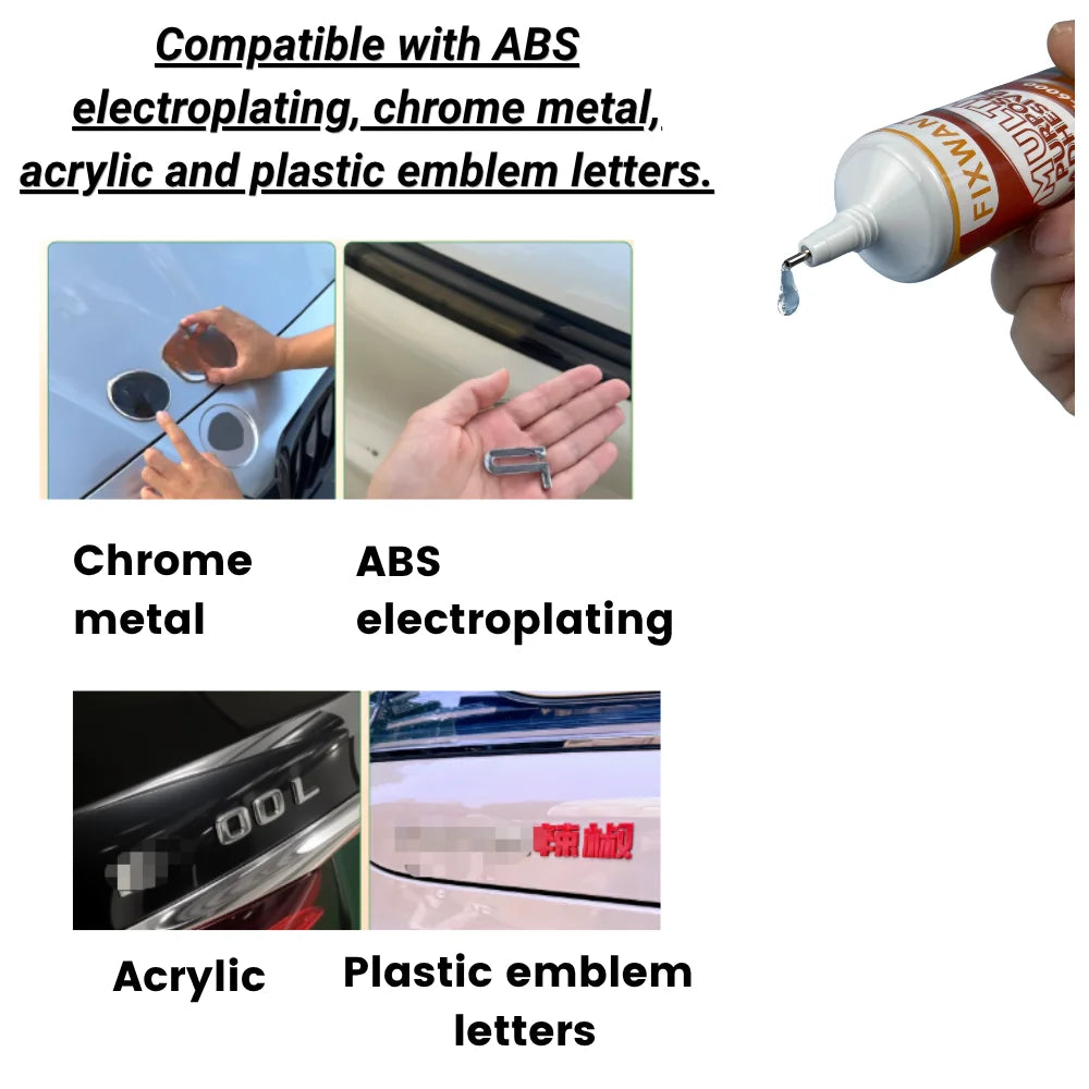 Car Logo Sticking Glue, Waterproof Heat Resistant Adhesive, Fit for Chrome Metal, ABS, Acrylic Car Badge & Interior Parts