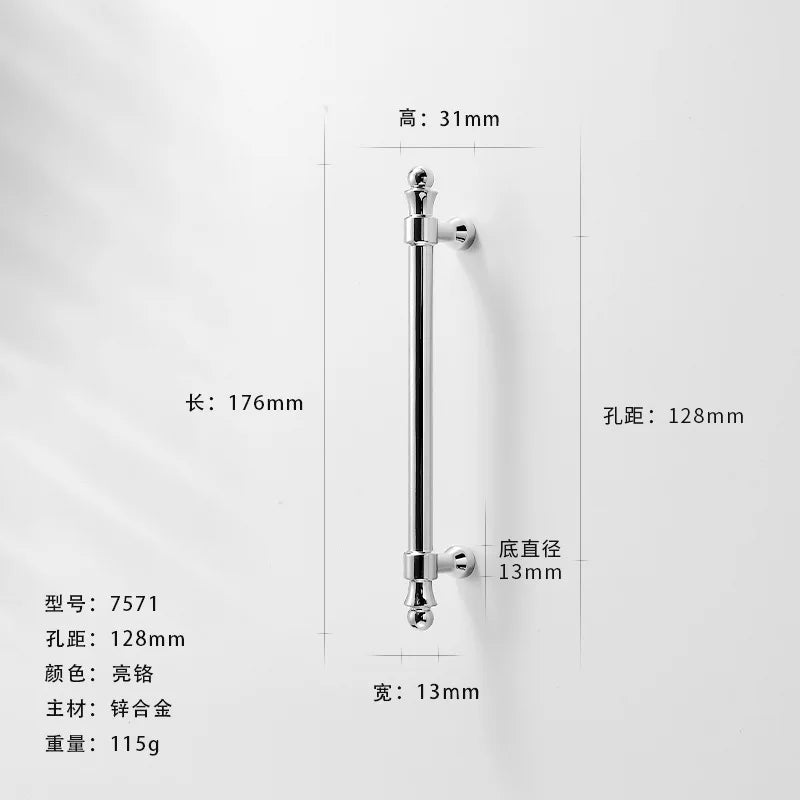 Bright Chrome Silver Wardrobe Door Handle Modern Minimalist Zinc-Alloy Pull for Cabinet Shoe Cabinet  Drawer Furniture Hardware