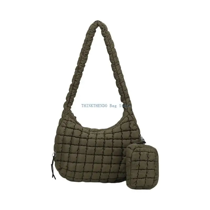 340D Quilted Puffer Bag Set for Women Lightweight Spacious Crossbody Satchel Purse