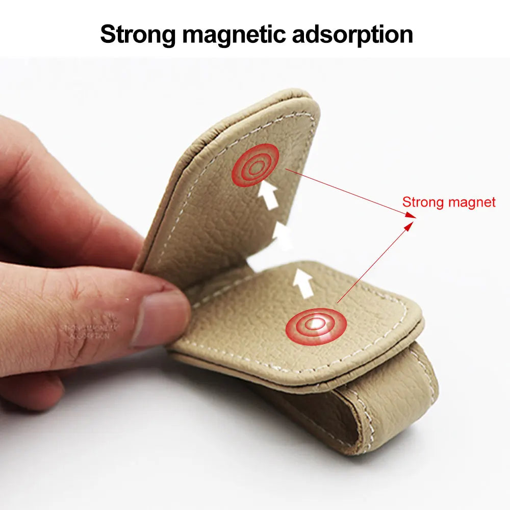 Glasses Frame Car Interior Car Sunglasses Clip Card Ticket Holder Stand Fastener Eyeglasses Sun Visor Leather Glasses Clip