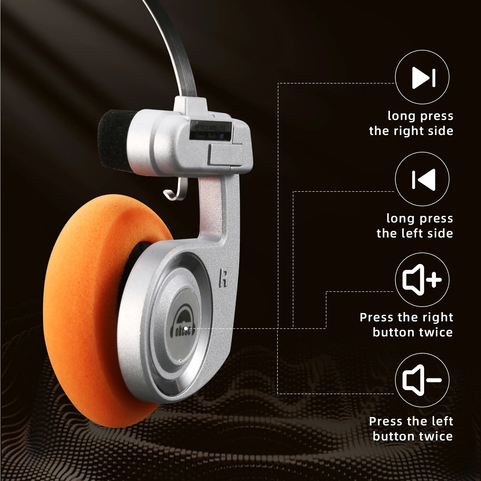 OKCSC Retro 3rd Generation Headphone Only Bluetooth Version 2-in-1 Wired/Wireless Earphones 40mm Driver Open End HiFi Headset