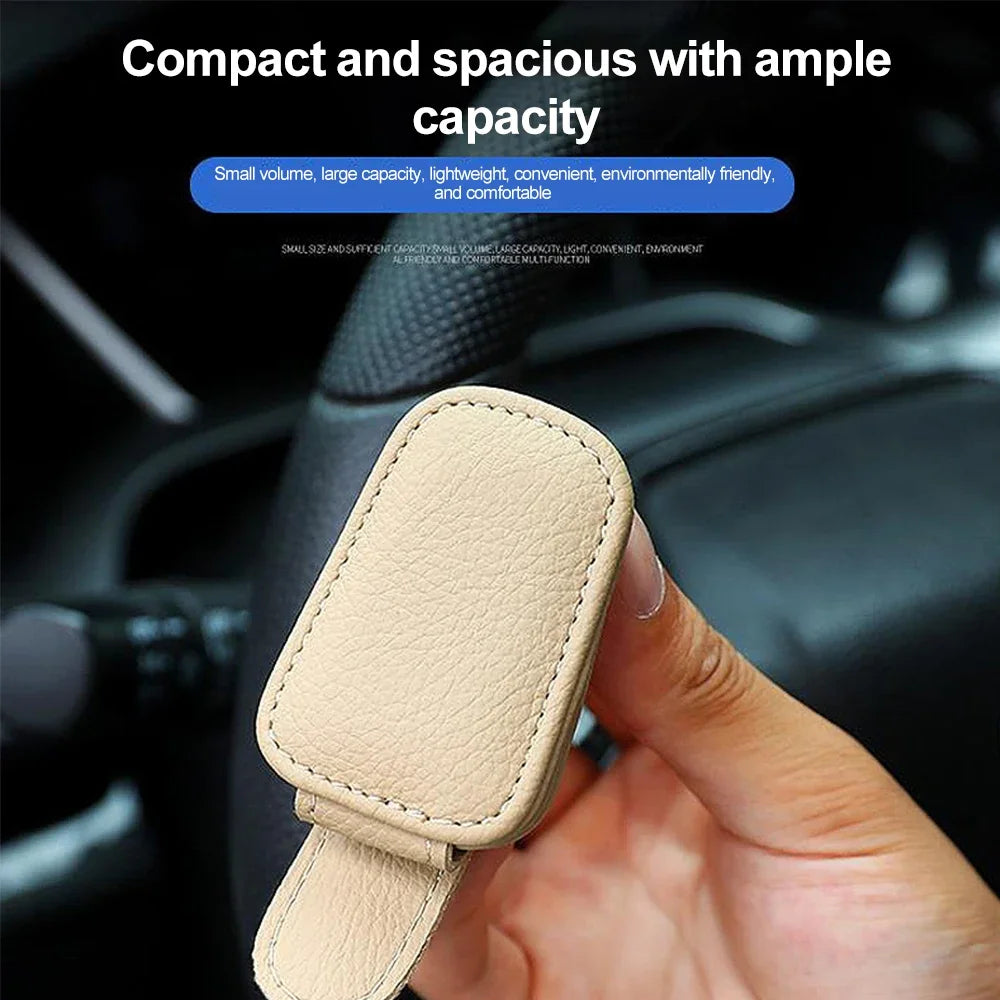 Universal Car Sun Visor Glasses Box Sunglasses Holder Card Ticket Clip Magnetic Leather Glasses Holder Eyeglasses Car Accessorie