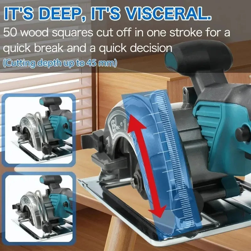 Makita 5in Brushless Motor Cordless Electric Circular Saw Rechargeable Handheld Wood Stone Adjustable Circular Cutter Saw