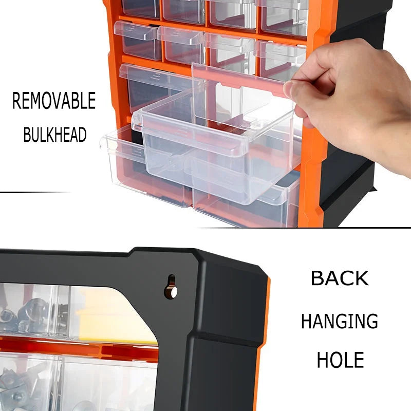 LEADLOONG 60 Grids Screw parts storage box Drawer type transparent accessories classification grid parts cabinet toolbox