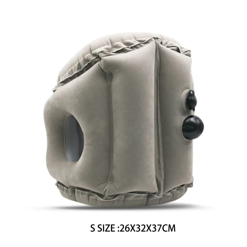 Flocking Sleeping Pillow Inflatable Pillow Waist Cushion Travel Abroad Portable Long Distance Aircraft Lunch Rest Pillow