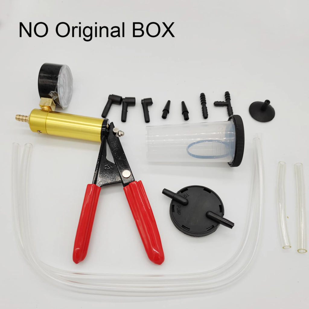2 in 1 Manual Vacuum Pressure Pump Brake Fluid Drain Kit Vacuum Pistol Pump Tester Kit Portable Durable Aluminum Vacuum Gauge
