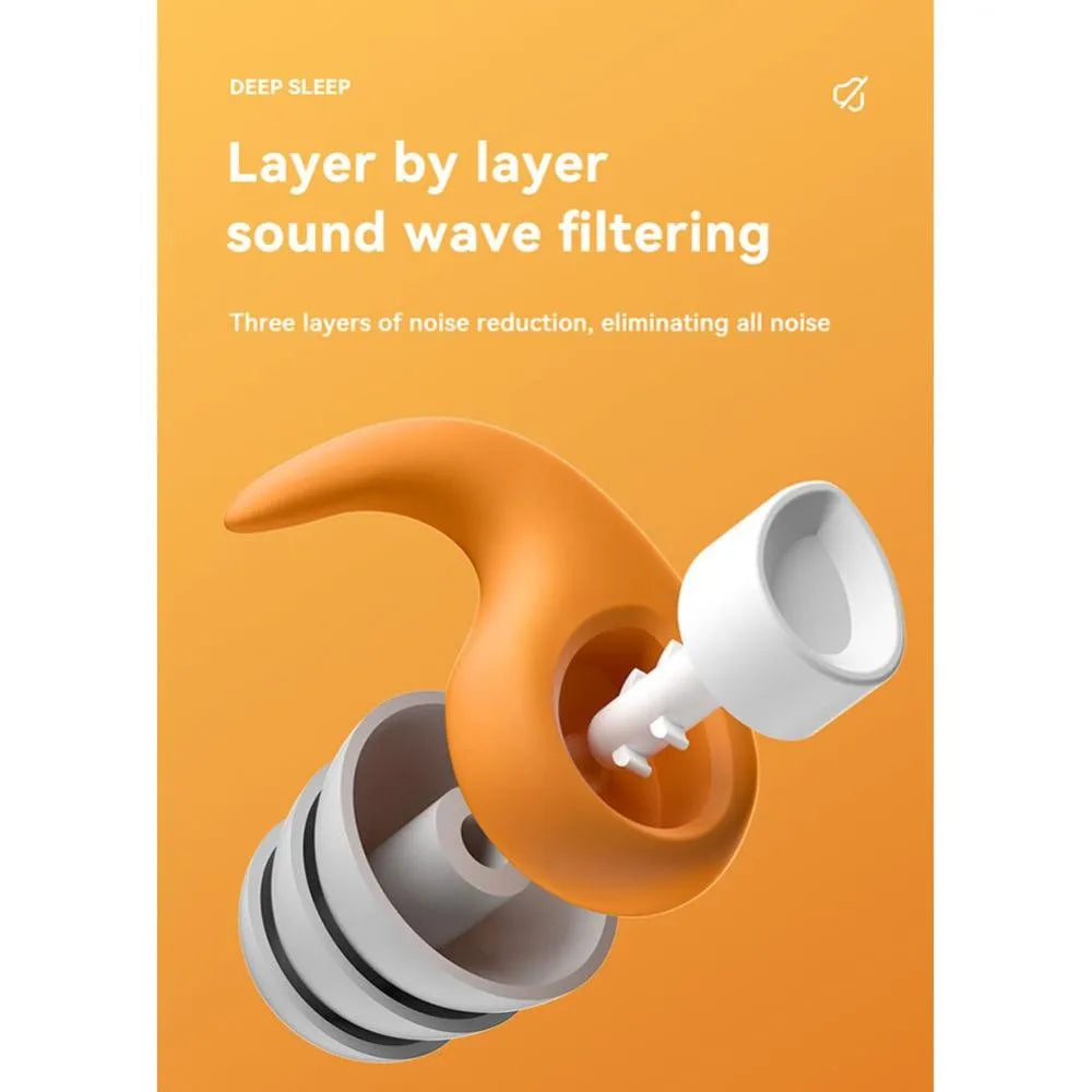 Three Layer Silicone Noise Reduction Earplugs Soft Comfortable Sound Insulation Sleeping Earplugs for Adults Children