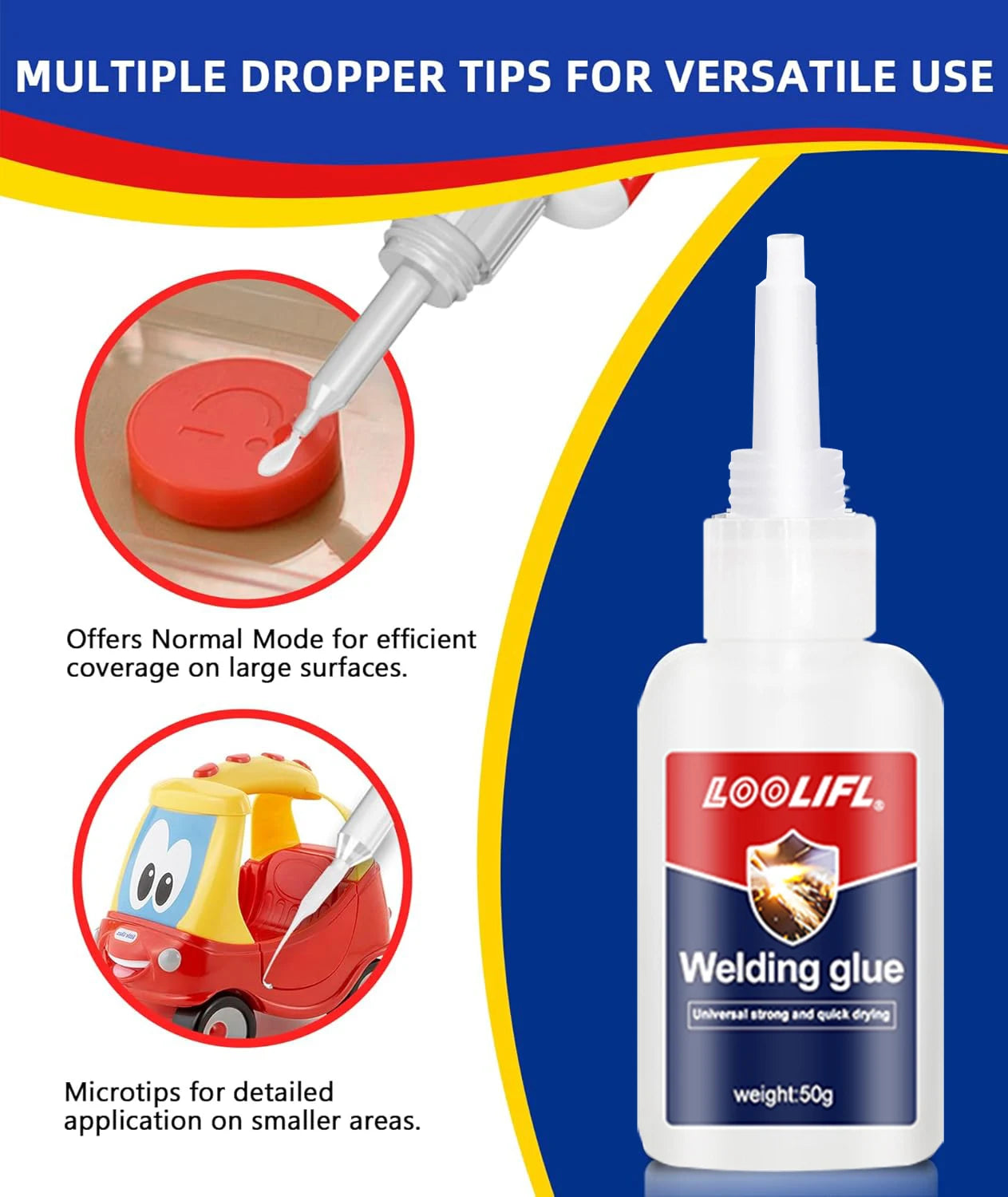 Loolifl 50g High-Strength Welding Oil-Based Glue, Universal Strong Instant Adhesive, Suitable for Resin, Ceramics, Metal, Glass, Wood, Leather, Crafts, Super Glue
