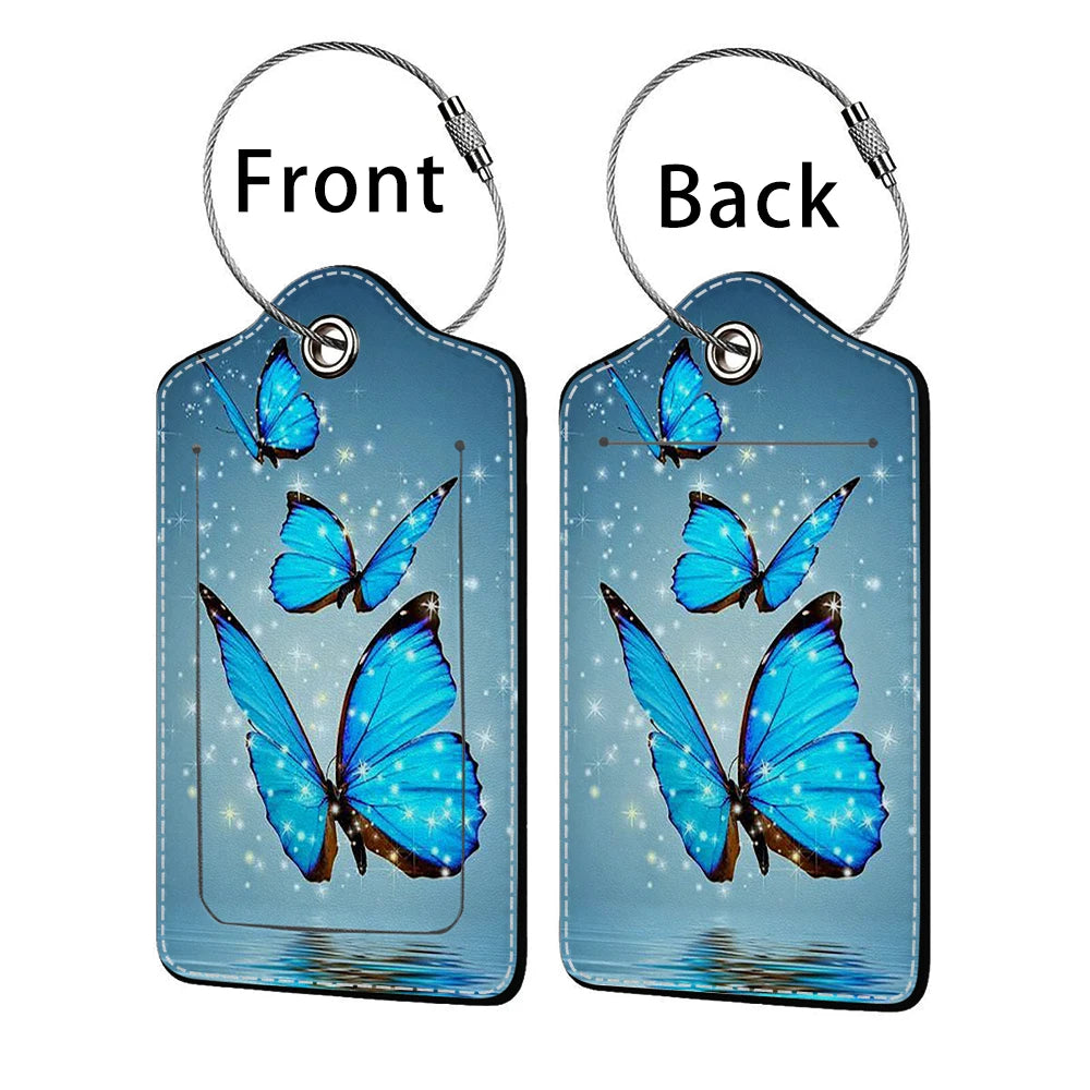 HOT SALE Tyrant butterfly Leather Business Luggage Tag Suitcase Address Label Luggage Boarding Case Label Name ID Address Clip