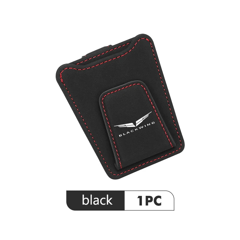 Suede Car Logo Sun Visor Glasses Clip Ticket Card Storage Clamp For Cadillac CT5-V XT4 CT4 XT5 CT5 XT6 CT6 Escalade Seville