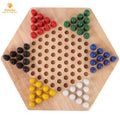 Wooden Educational Board Kids Classic Halma Chinese Checkers Set Strategy Family Game Pieces
