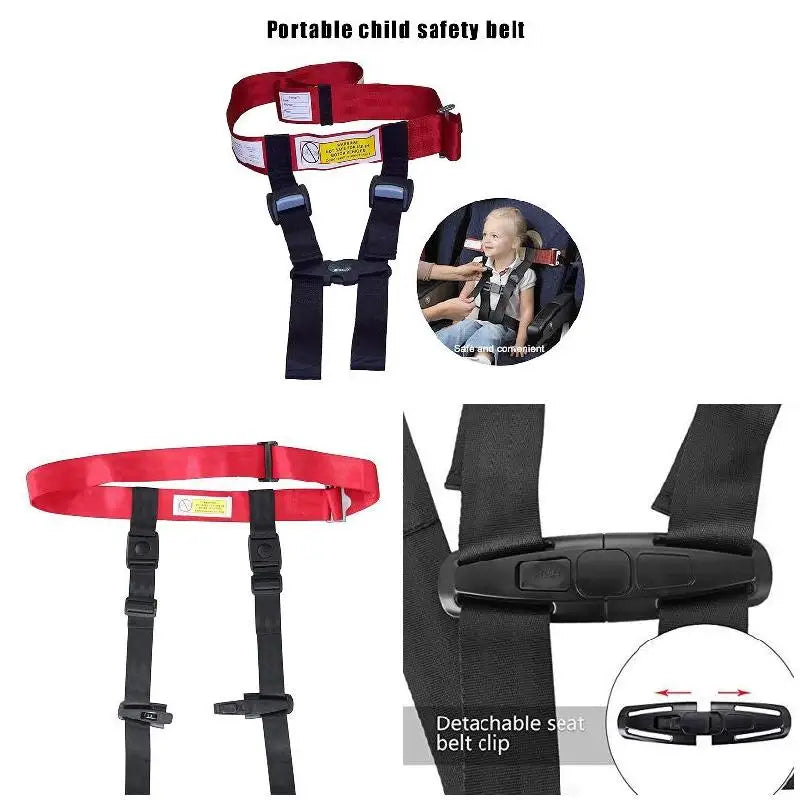 Portable Child Safety Belt Child Safety Airplane Travel Harness Safety Care Harness Restraint System Belt Adjustable Seat Straps