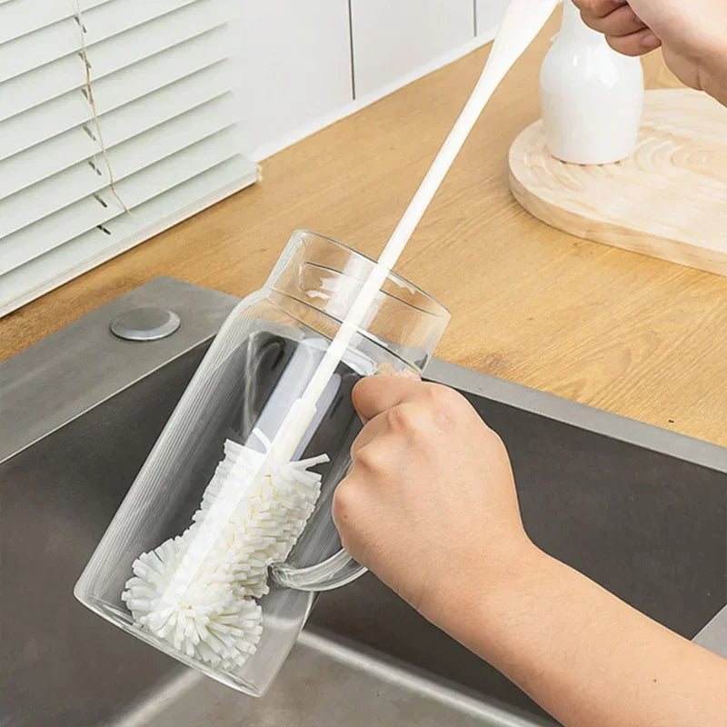 Sponge Brush Cup Scrubber Glass Cleaner Kitchen Cleaning Tool Long Handle Drink Wineglass Bottle Household Cleaning Brush