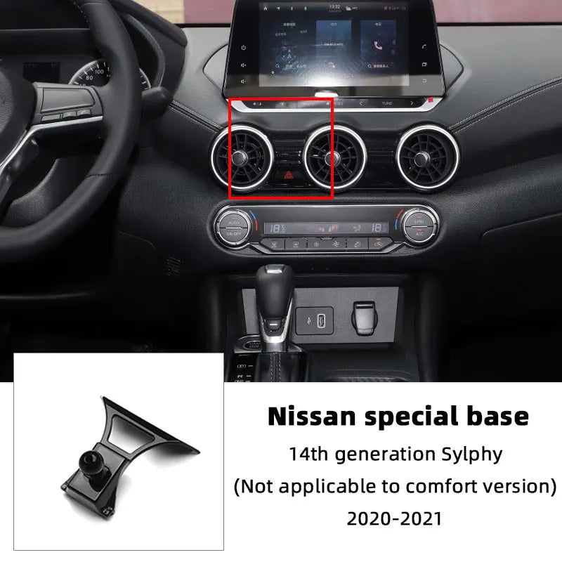 For Nissan X-trail Qashqai Rogue Sport Rogue Altima Versa Car Mobile Phone Holder Base Fixed Air Outlet Bracket Accessory