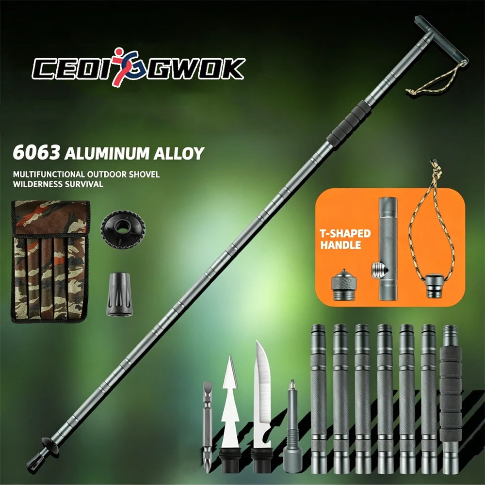 CEOI GWOK Trekking Poles Foldable Hiking Staff with T Grip Outdoor Walking Adjustable Hiking Stick Professional Walking Stick