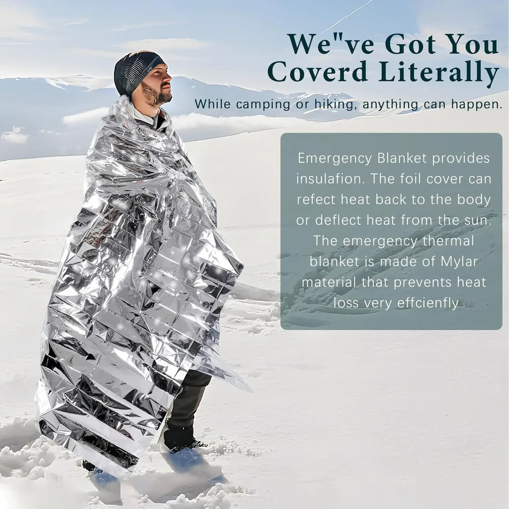 1/4pcs Emergency Mylar Thermal Blanket Foil Space Blanket Designed for NASA Body Warmer Outdoor First Aid Camping Hiking Travel