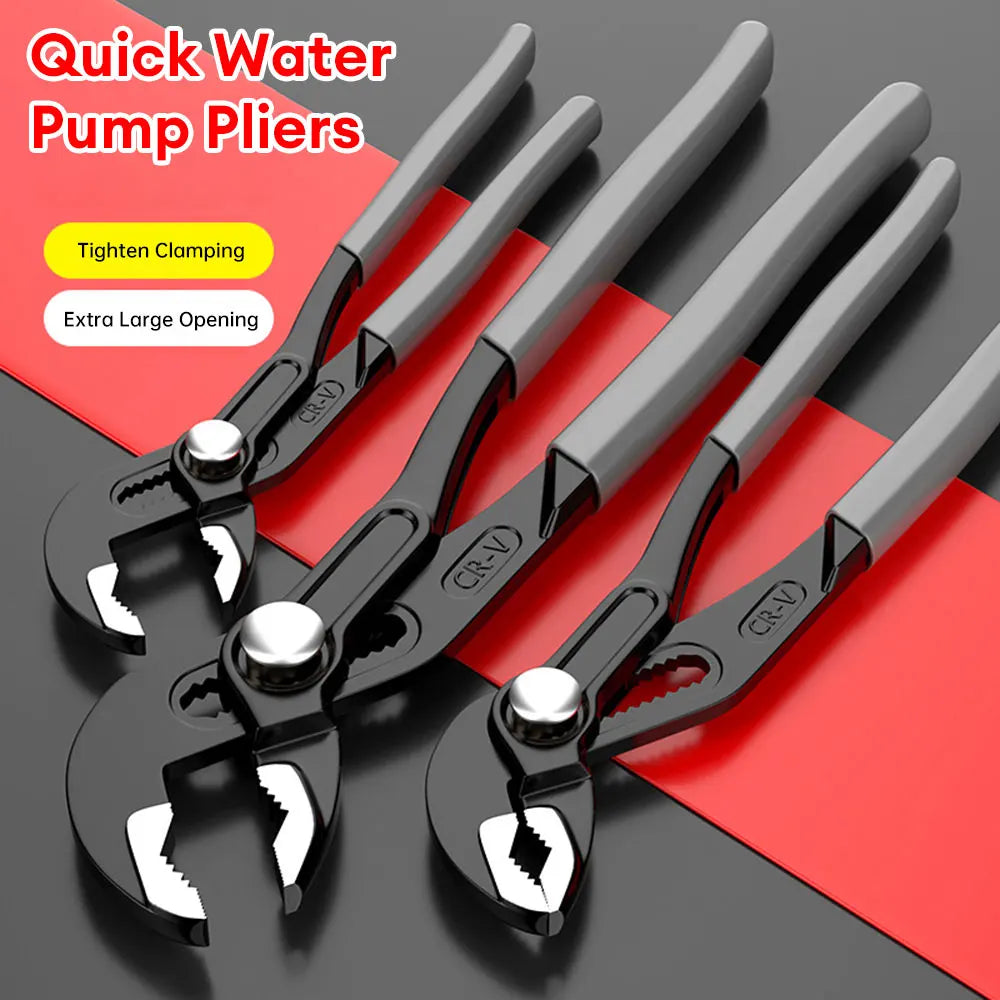 Water Pump Pliers Quick-Release Plumbing Pliers Adjustable Water Pipe Clamp Pliers Household Sink Spanner Hand Tools