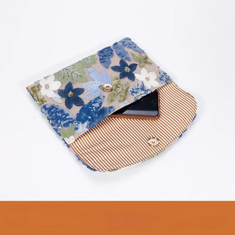 Cross-border High-end Envelope Bag, Sequined Embroidery Straw-woven Niche Women's Clutch Bag, Summer New Woven Women's Clutches