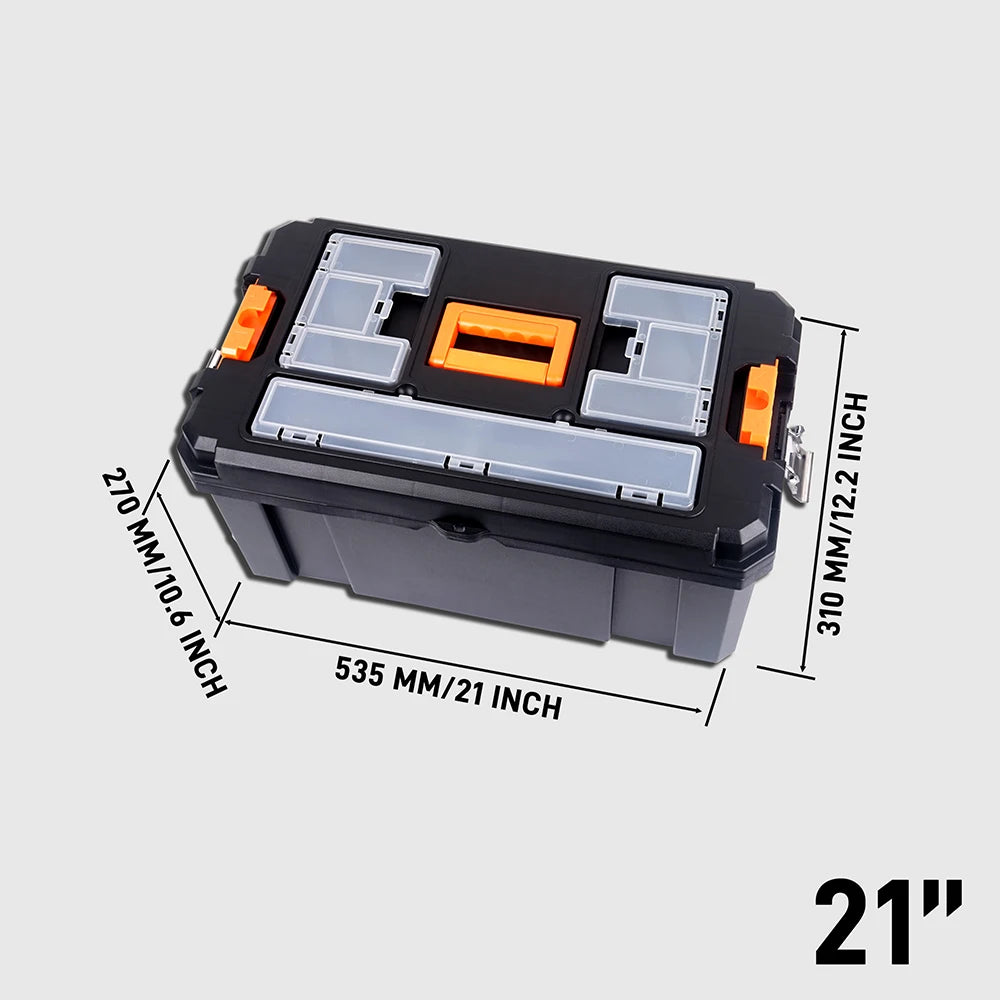 Portable Trolley Toolbox Set 17 "/19" /21 " Plastic Toolbox Set with Handle, Stackable, Multi-functional Tool Storage Box Set