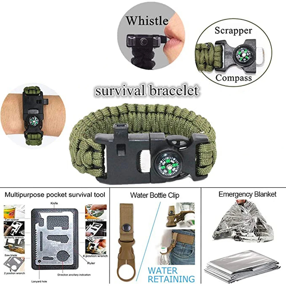 Outdoor Adventure Survival Kit SOS Emergency First Aid Kit Camping Equipments Medical Bag Self-defense EDC Pouch IFak