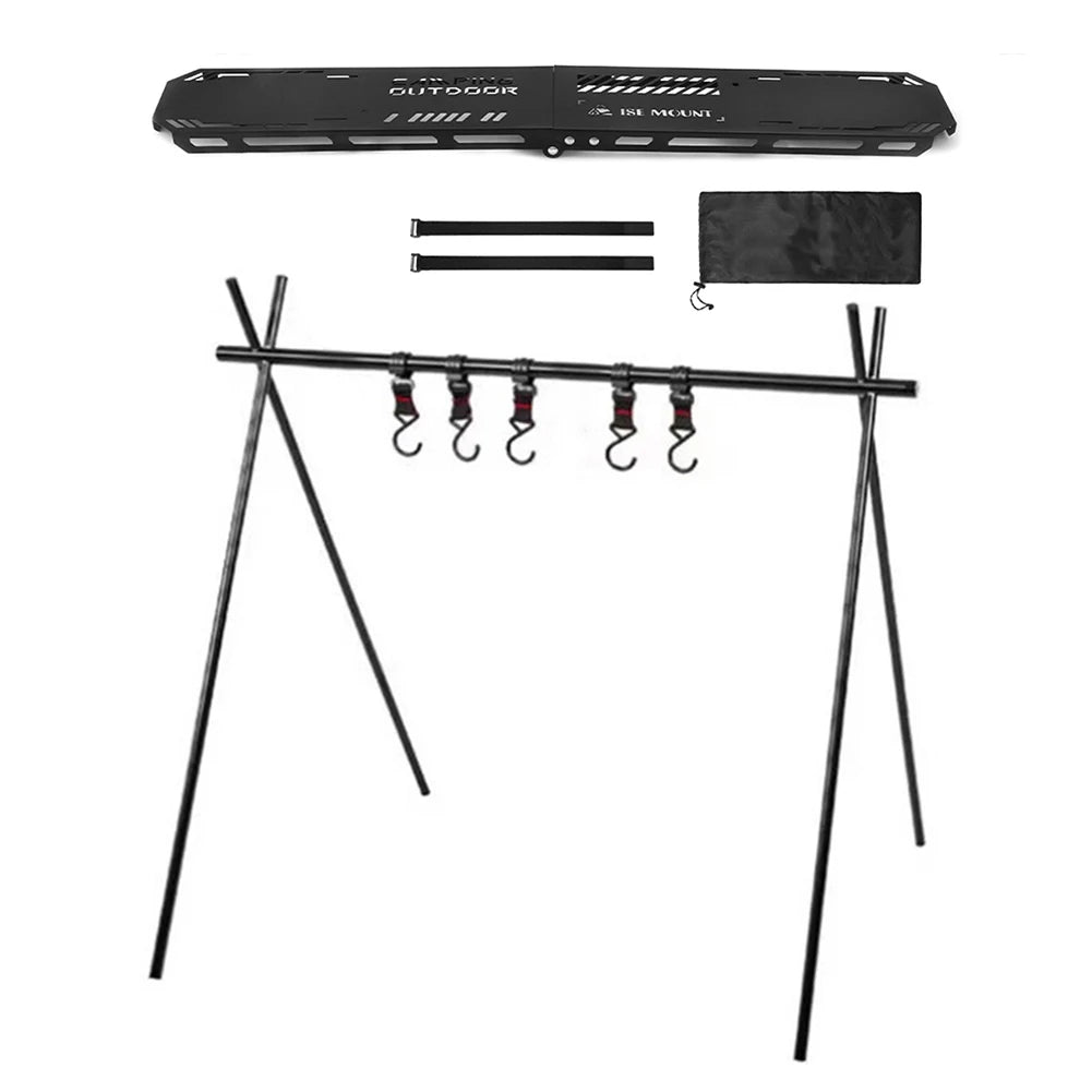 Folding Camping Hanging Rack Shelf Top Plate Aluminum Alloy Triangle Storage Hanger Picnic Cookware Pot Pan Hanging Rack S/L