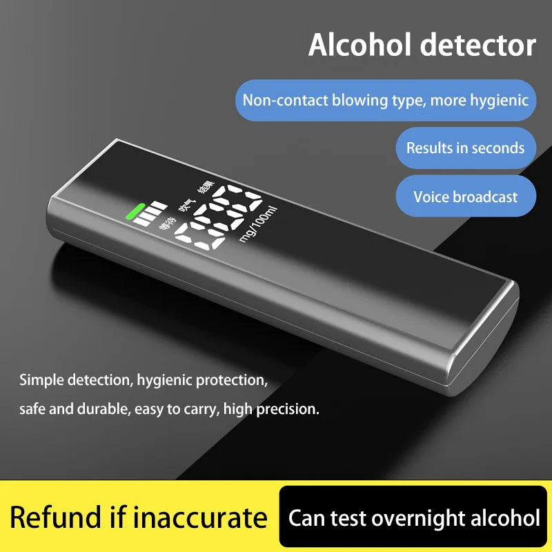 High-precision Alcohol Tester Portable Non-contact Professional Led Digital Display Drunk Driving Alarm Quick Tester