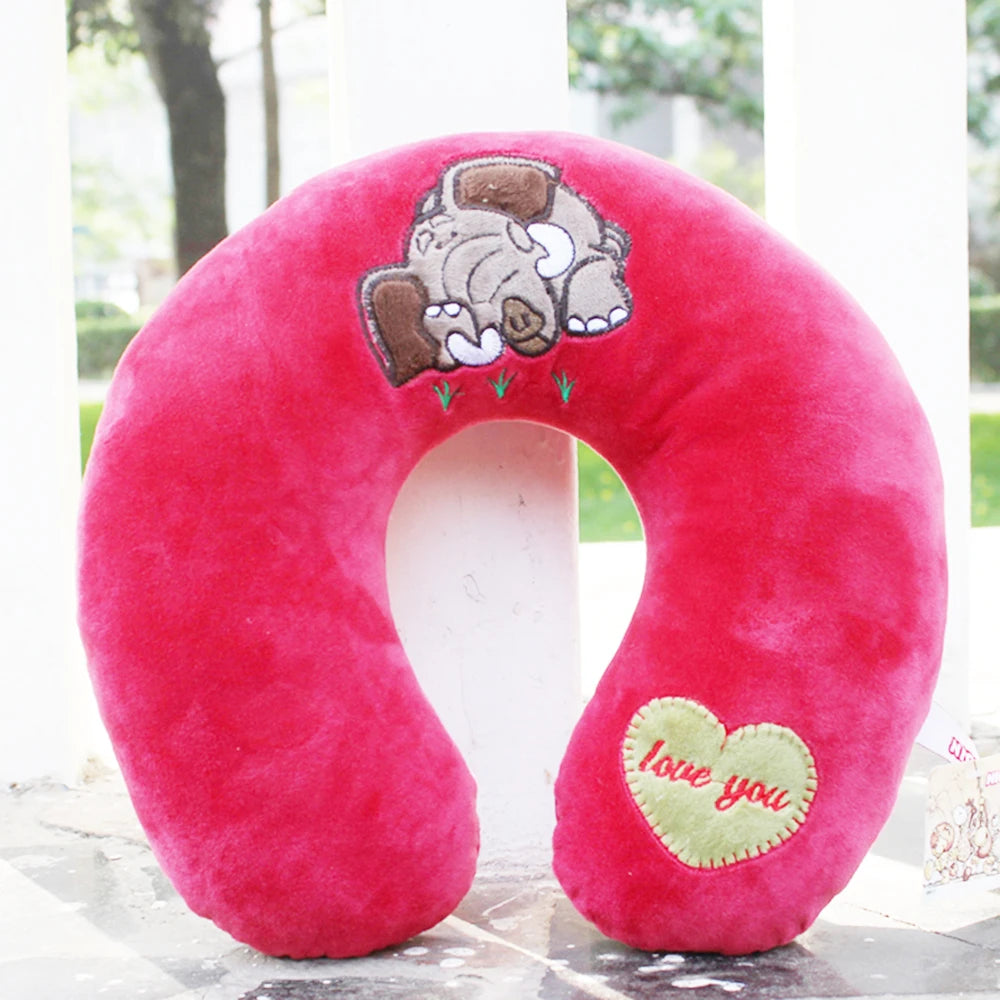 Pink Pig U-Shaped Travel Pillow Animal Plush Pillows,Body Rest Cushion Neck Pillow for Car Travel Neck Support Cushion
