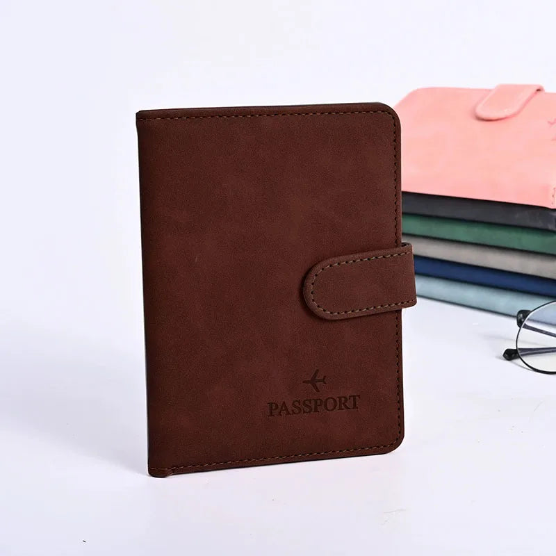 Leather Passport Holder Covers Case Waterproof Travel Credit Card Wallet Cute Passport Book for Women/Men Buckle Passport Cover