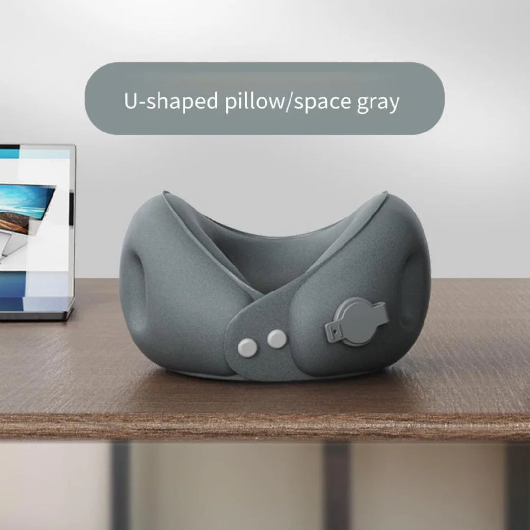 New Inflatable U-Shaped Travel Pillow For Airplane Car&Train Portable Soft Neck Pillow With Storage Bag Office Sleep Nap Pillows