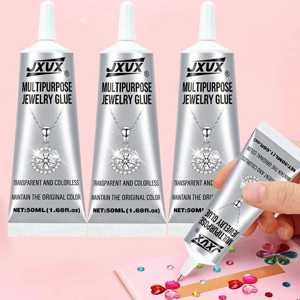 JXVX B7000 Jewelry Glue for Rhinestones,Flexible Super Glue Gel with Precision Tip Multi Function Clear Gem Glue Fabric Adhesive for Cloth Metal Stone Bead Jewelry Making Wood Glass 4pcs.