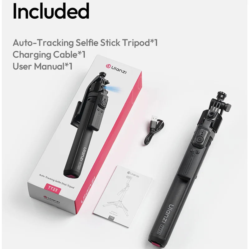Ulanzi TT23 1.63M Auto Tracking Selfie Stick Quad-Leg Phone Tripod Stand with 10M Remote Control Gesture Control for Camera Vlog