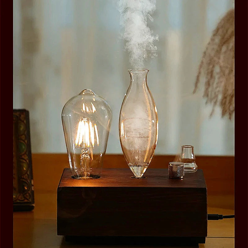 Waterless Pure Essential Oil Diffuser Nebulizer Aromatherapy Diffuser Electric Wooden Glass Home Aroma Essential Diffusers