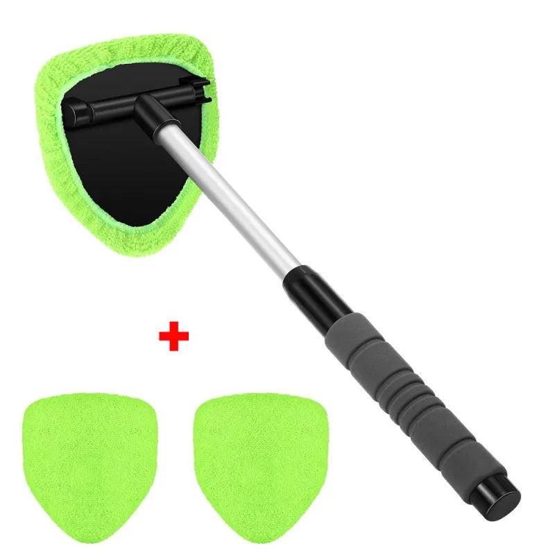Car Window Cleaner Brush Kit Microfiber Windshield Cleaning Tool Auto Interior Glass Wash Wiper Long Handle Cleaning Brush