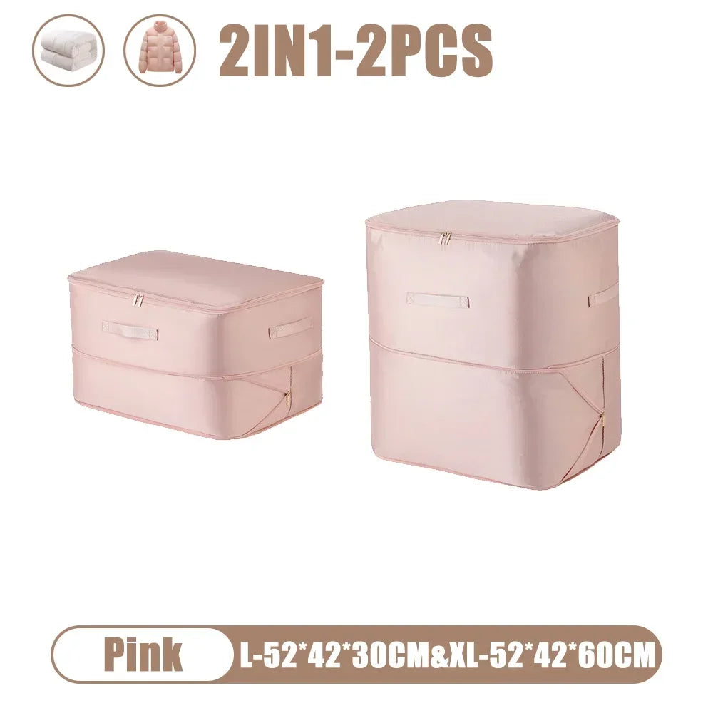 Large Compression Bag Quilt Clothes Closet Cabinet Organizer Storagepouch Ultra Space Saving Self Compression Organizer