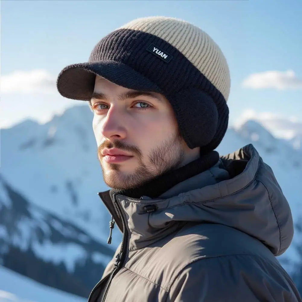 Winter Thermal Knitted Baseball Cap Outdoor Ear Protection Warm Bicycle Knitted Cap Thickened Windproof Visors Baseball Cap