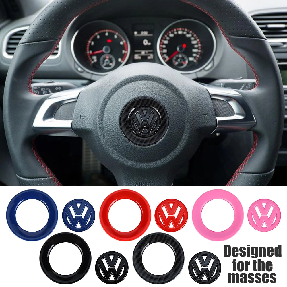 ABS Car Steering Wheel Emblem Badge Sticker for Volkswagen Polo Sharan Golf Scirocco Touran Touareg Tcross Tiguan B6 Accessories